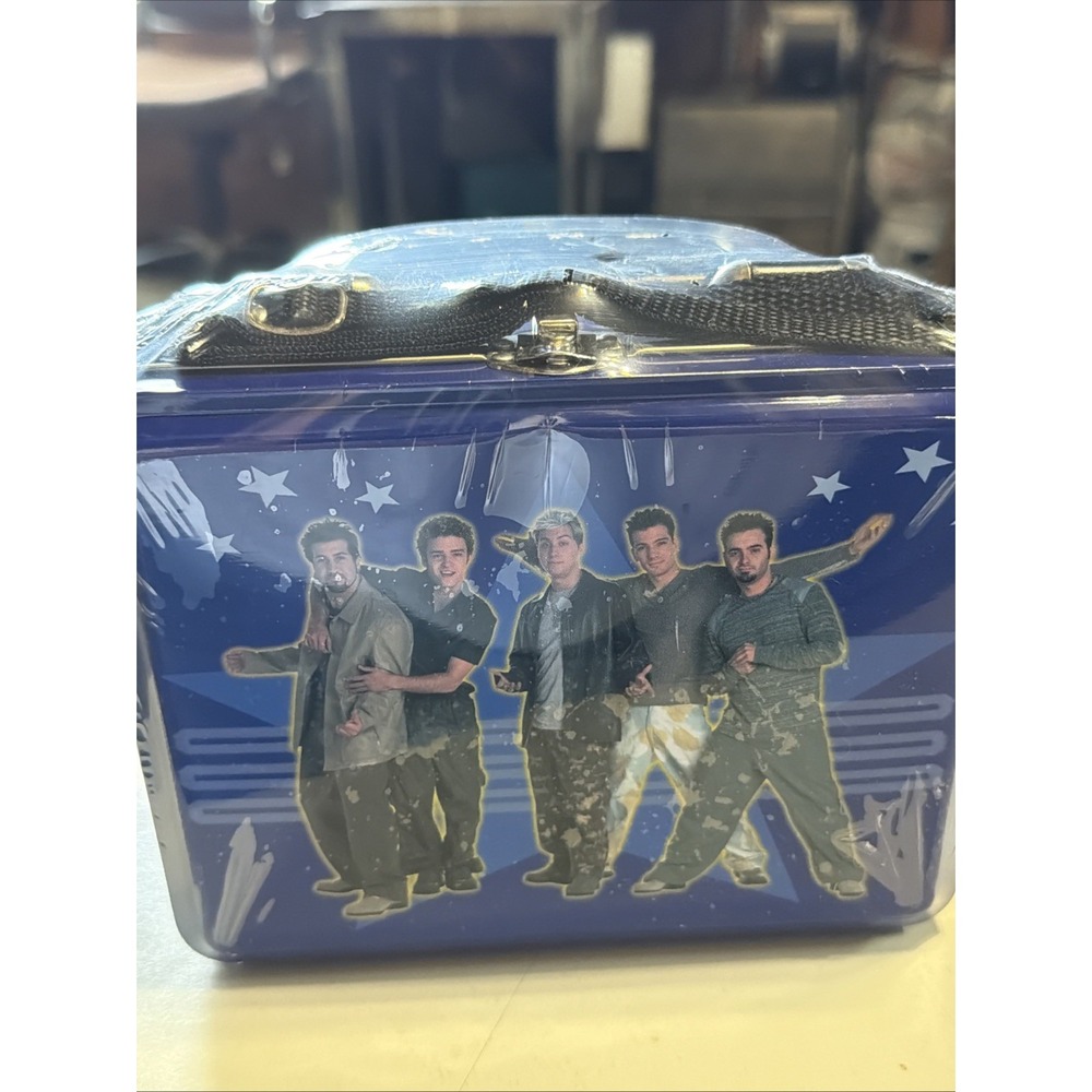 NWT Rare Vintage Y2K 2000 NSYNC Blue Tin Lunch Box W/Strap Sealed